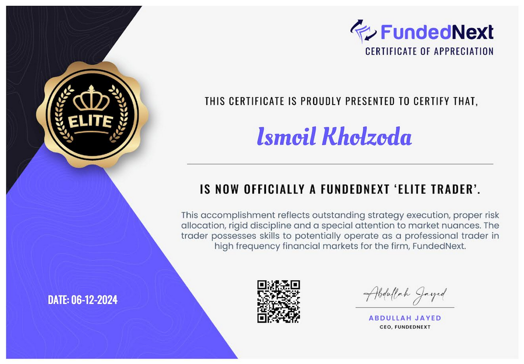 FundedNext Elite Trader Certificate - December 2024